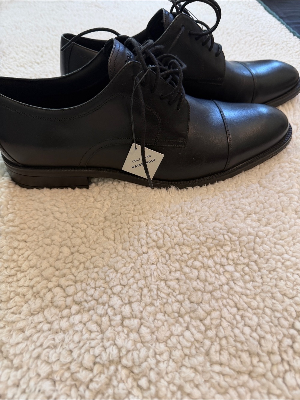 NWT Cole Haan Black Leather Cap-Toe Derby Shoes